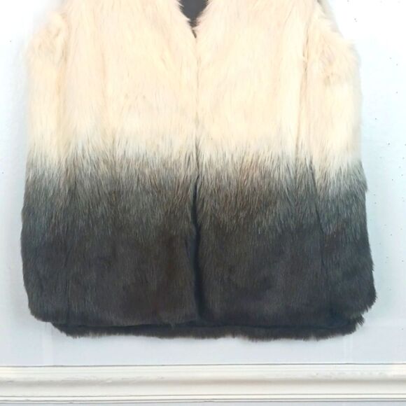 Jolt ombre cream/ chocolate brown faux fur sleeveless vest size large - Picture 4 of 10